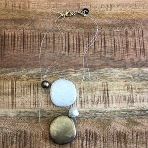 Gold and White Stone Necklace